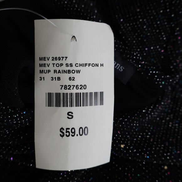 Sparkly Top - Sheer Hem - Black with Sparkle - NWT - Size S - Mandy Evans - Picture 10 of 12